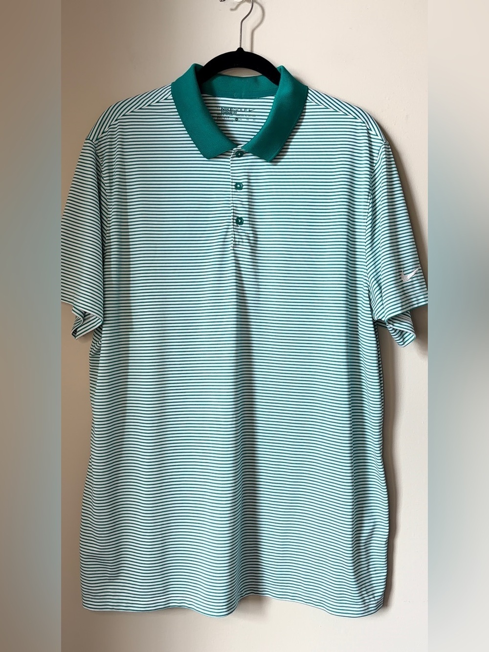 Nike Golf Polo Shirt Mens XL Dri Fit Swoosh Standard Fit Stretch Green - Picture 7 of 11